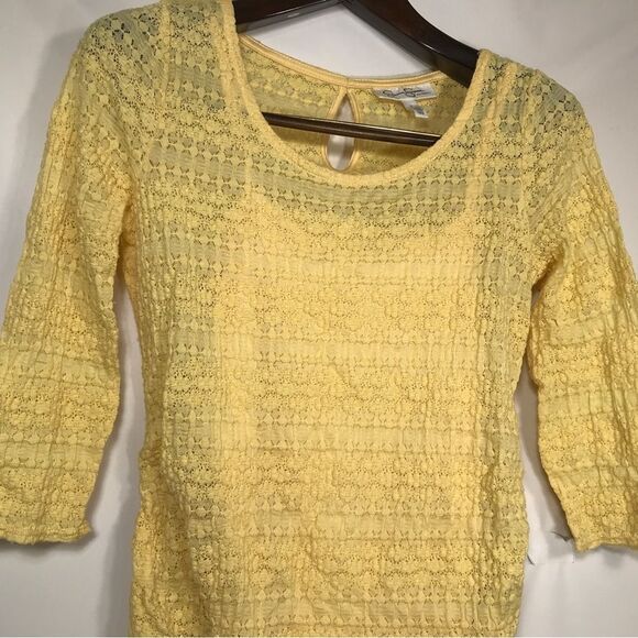 Jessica Simpson Maternity Size Small yellow Lace Top 3/4 Sleeves Tank Li… - Picture 3 of 5